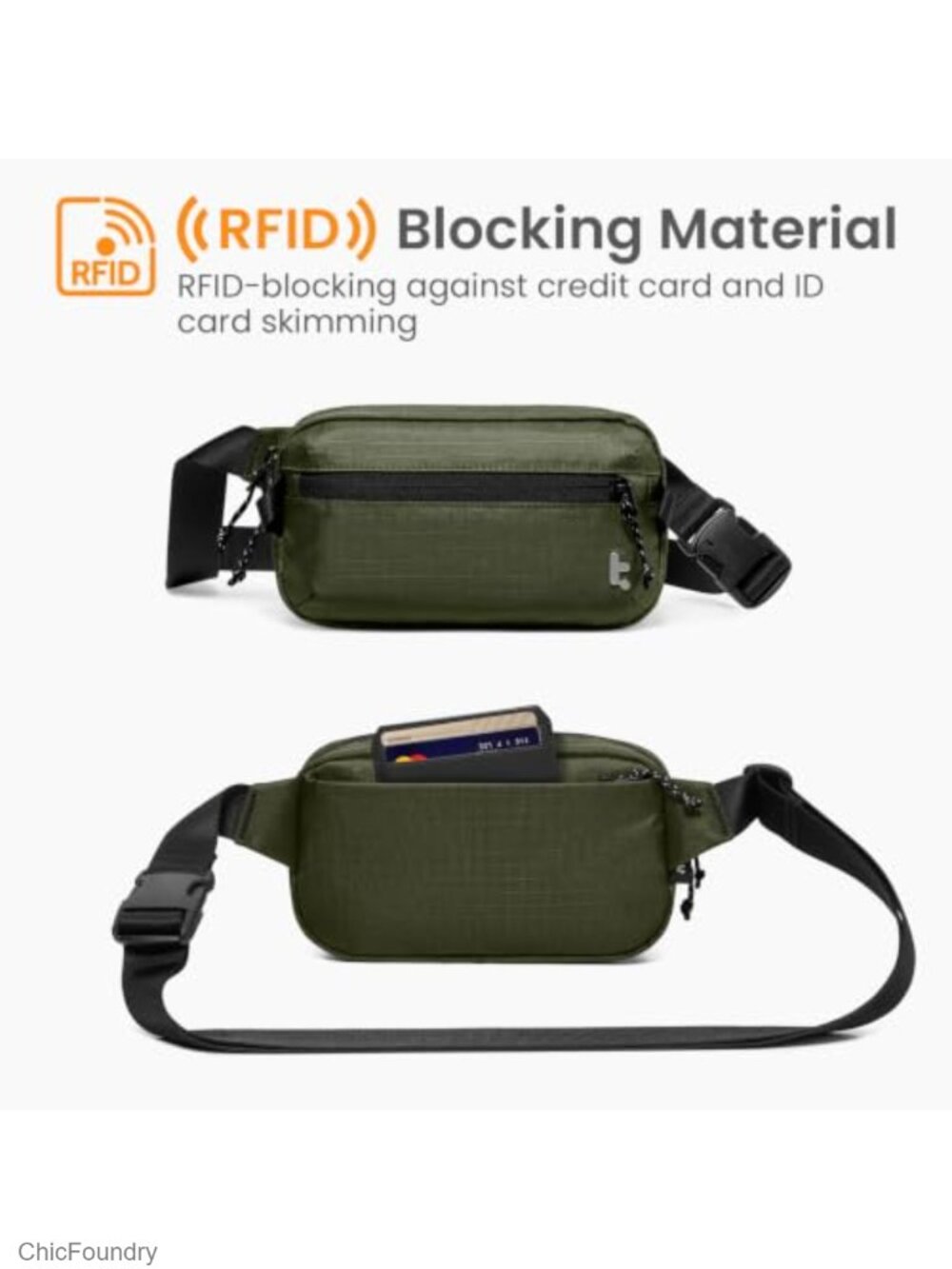 1.5L Sling Bag RFID Blocking Crossbody Chest Pack Water Resistant Polyester - Picture 3 of 6